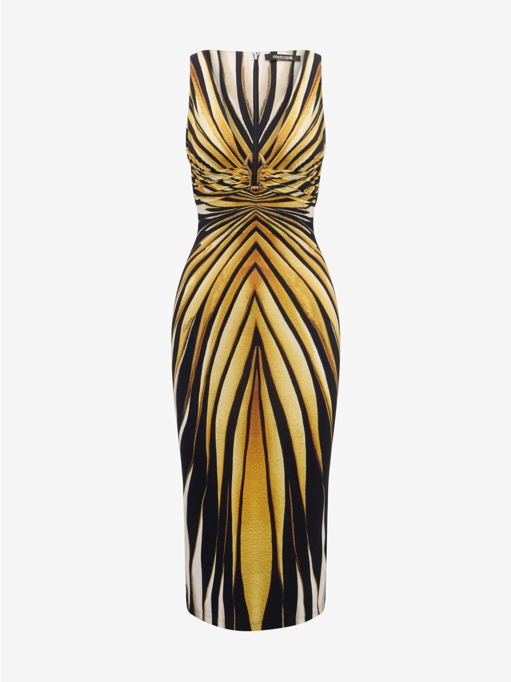 Roberto Cavalli Black, Yellow & White Zebra-Print Midi Dress - Picture 4 of 6